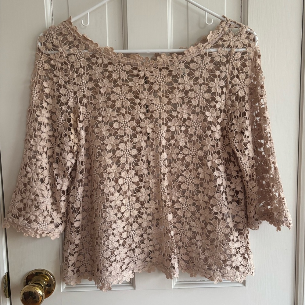 Joie Cream Lace 3/4 Sleeve Top